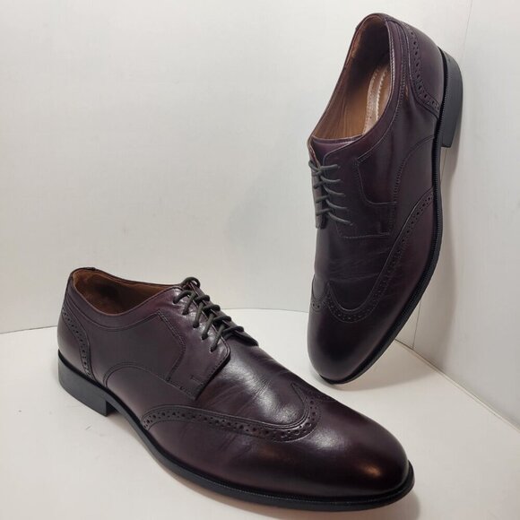 Johnston and Murphy Men's Size 13M Burgundy Leather Lace up Wingtip Dress Shoes - Picture 9 of 10